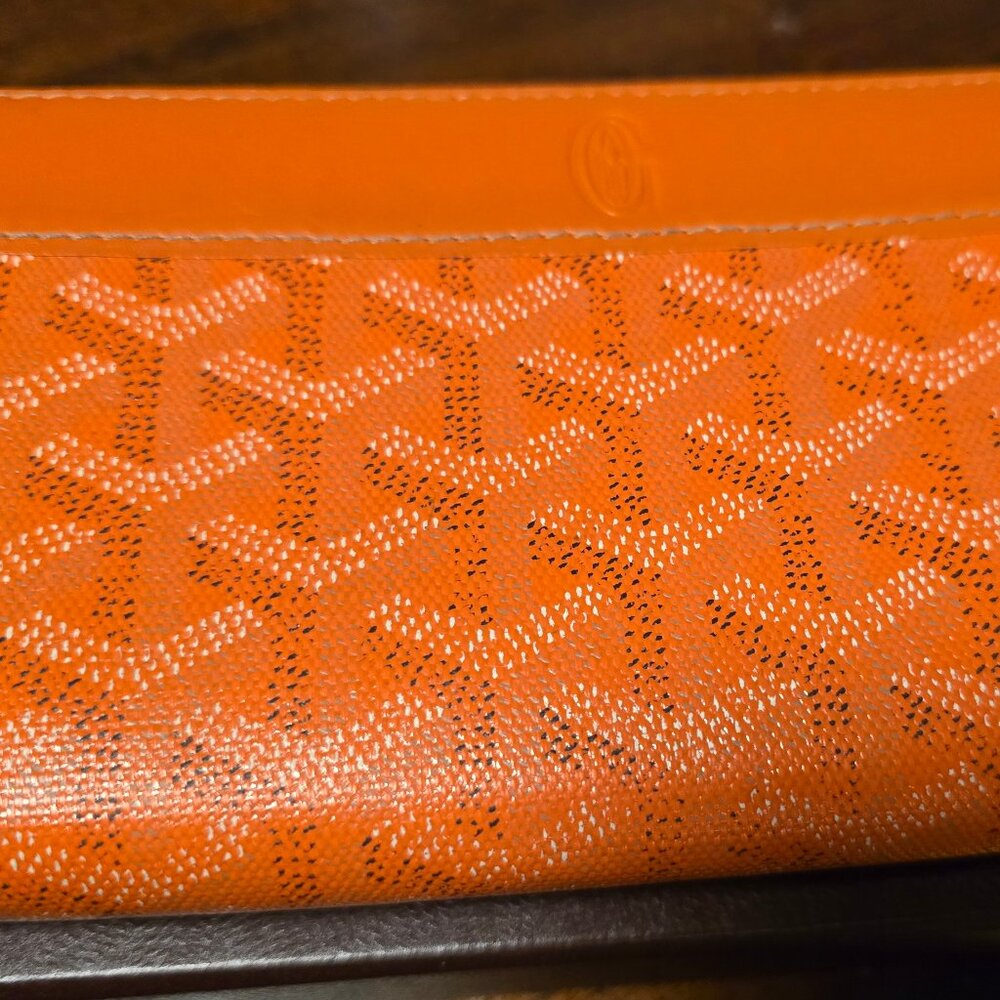 GOYARD PVC GM Matignon Leather Zippy Zip Around Long Wallet Orange